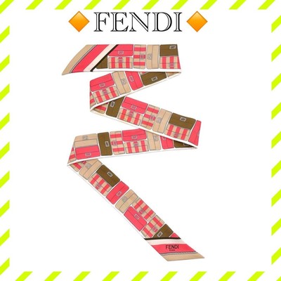 Excellent condition FENDI Lappy Scarf Silk Baguette Bag Pink Ladies From Japan