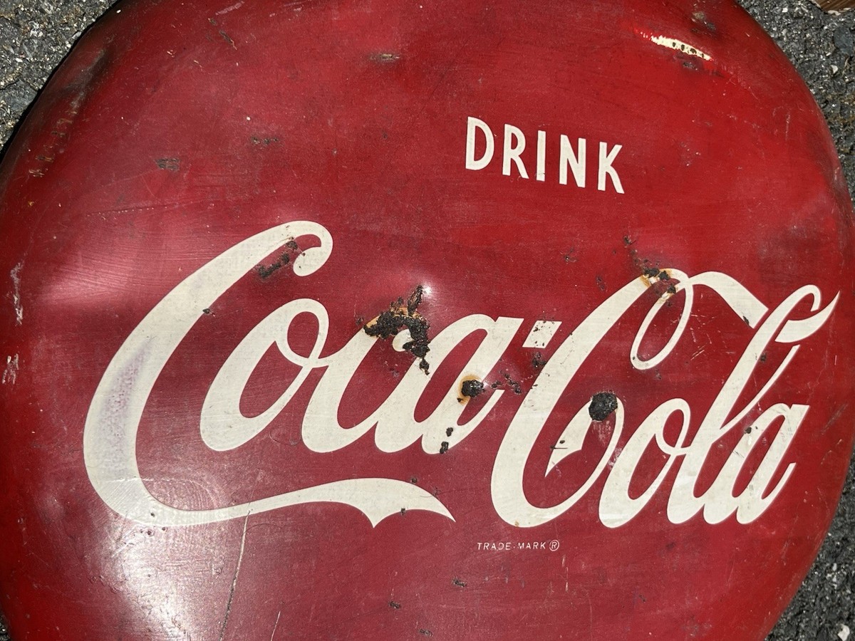 ORIGINAL VINTAGE 1940's COCA COLA PILASTER & 16” COKE BUTTON