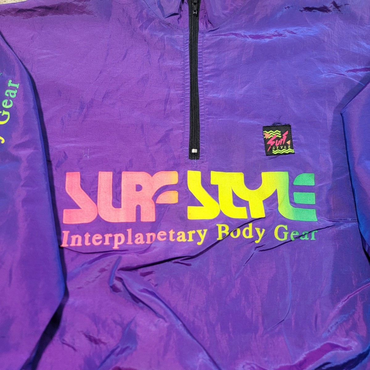 Vintage Surf Style Interplanetary Body Gear Iridescent Windbreaker