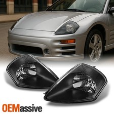 Fit 2000-2005 Mitsubishi Eclipse Black Bezel Headlights Light Leftright 00-05