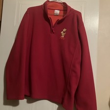 Winnie The Pooh Disney Store Y2K 1/4 Zip Fleece Pink Red Sweater Large