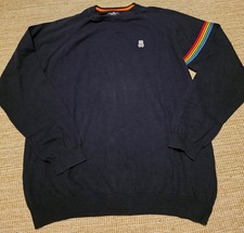 Psycho Bunny Crewneck Sweater Black With A Rainbow Stripe Men's Size 3XL