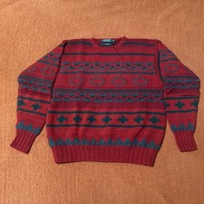 Polo Ralph Lauren Red Nordic Fair Isle Sweater Size XL Unisex Adults See Measure