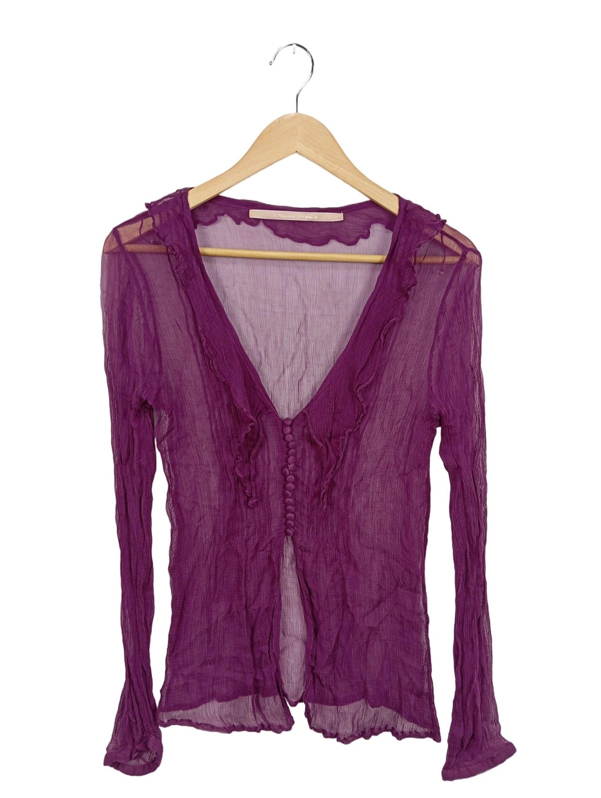 Transparenz-Bluse Damen Bluse Gr. DE 38 lila Party-Look