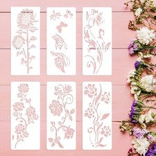 Large Flower Stencils for Painting, 6PCS 12 x 6 Inch Craft Stencils for Decorati