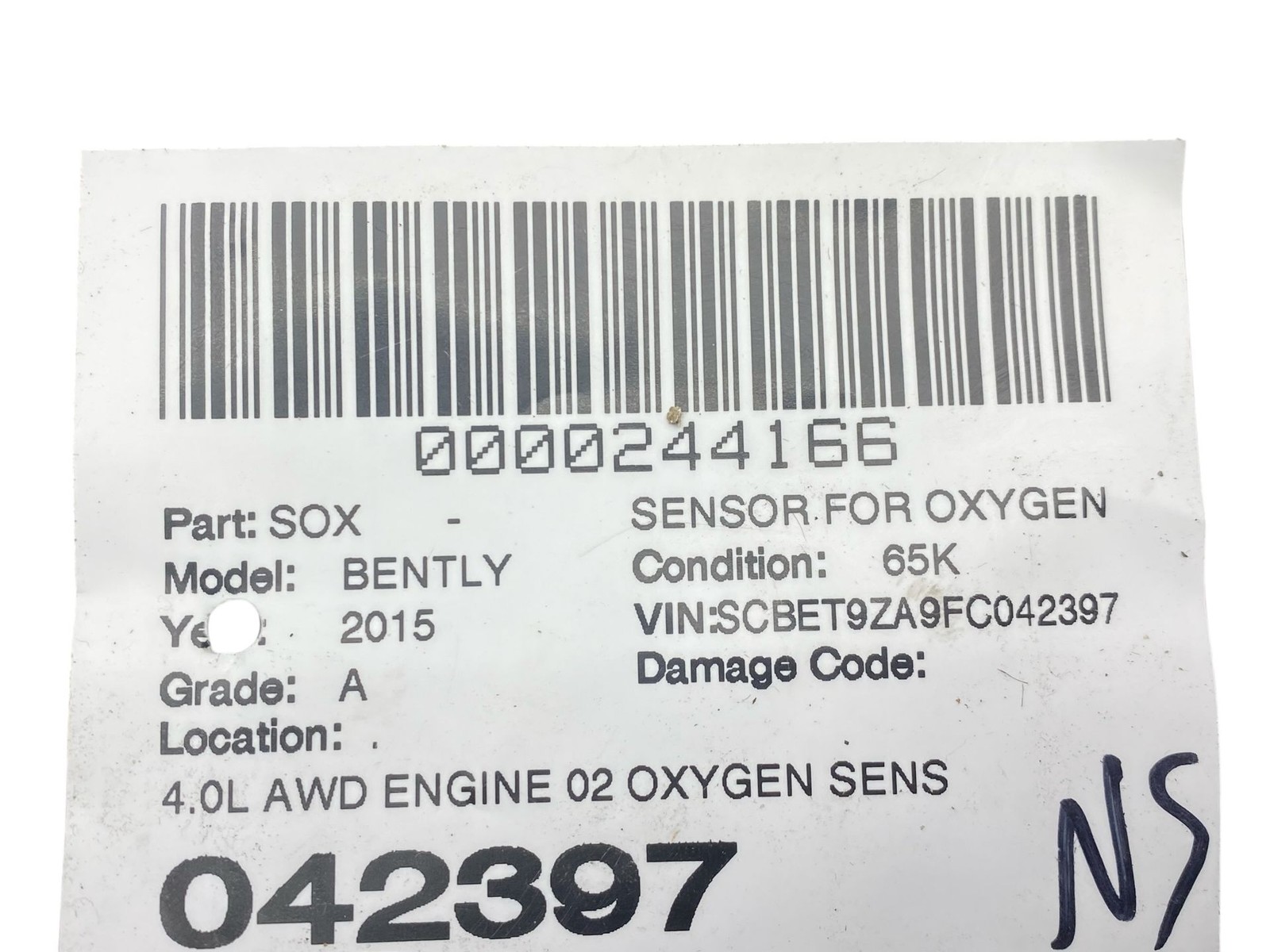 2013-2019 BENTLEY FLYING SPUR 4W 223B 4.0L AWD ENGINE 02 OXYGEN SENSOR SET (4)