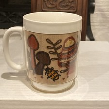 VTG Thermo-Serv Mushrooms Plastic Mug/Cup W/Handle Insulated Made In The USA