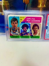 1975-76 Topps - League Leaders  Gilmore, Malone,Jones #222... Auto PSA 9 W 4 Ins