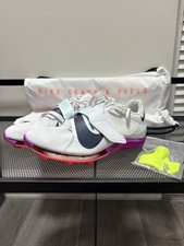 Nike Air Zoom LJ Elite Track  Field Spikes White Obsidian Crimson Size 6 Men