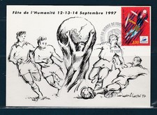carte  1er jour coupe du monde de football  fête de l'humanité 69  lyon 1997