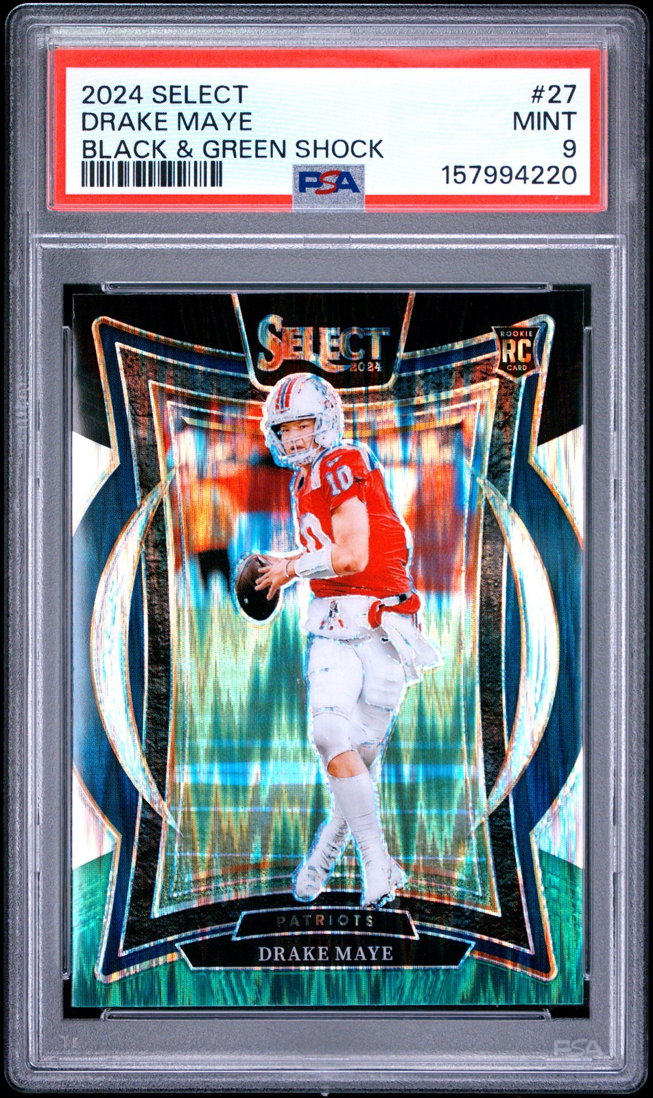 Drake Maye Black Green Prizm Shock #27
