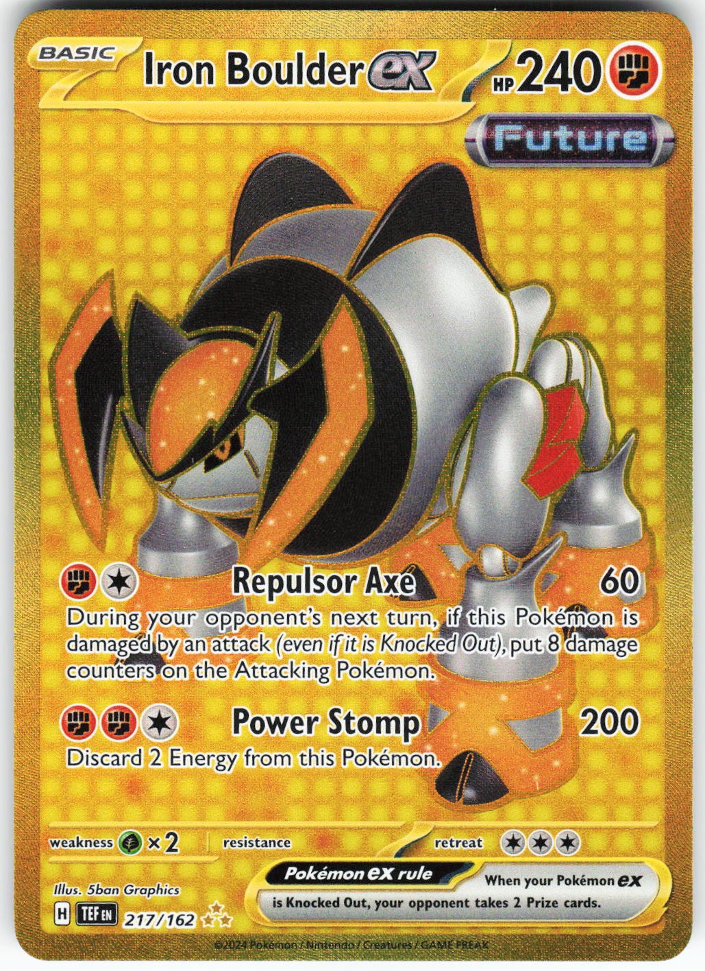 Iron Boulder ex - 217/162 Pokemon SV05: Temporal Forces Holo Hyper Rare NM