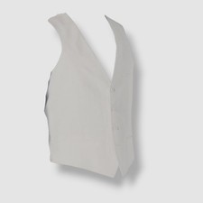 Bar III Men's White Solid Slim Fit Linen Button-Front Suit Vest Size M