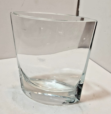 Vtg Mid Century Modern Krosno Poland Handblown Clear Glass Vase Unique