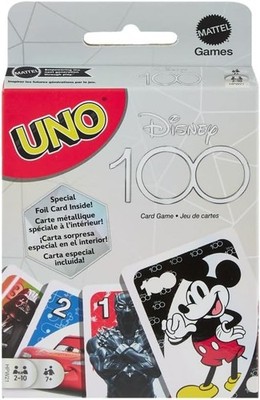 Mattel UNO DISNEY 100 Card Game with Special Mystery Foil Card Ages 7 + New