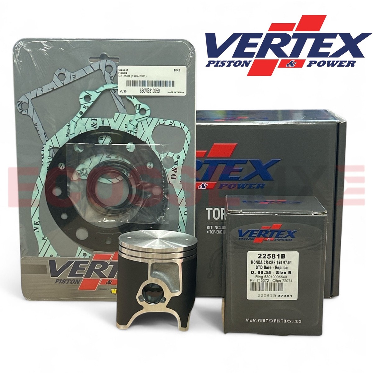 Top End Rebuild Kit- Wiseco Piston/Bearing + Gaskets CR250 97-01 - Foto 7