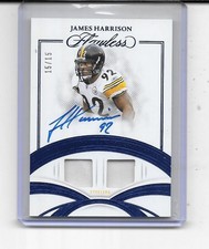 2025 FLAWLESS JAMES HARRISON AUTO DUAL GAME WORN JERSEY AUTOGRAPH # 15/15