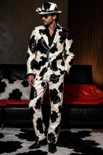 Women's Real Black & White Cowhide Only Suit  | Western Cowboy Leather Outfit