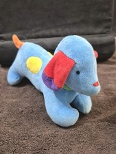Vintage Eden Dachshund Plush With Rattle Colorful Baby Toy 1980s