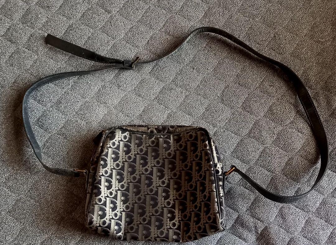 Dior Oblique Black Leather Shoulder Bag Authentic F0512551