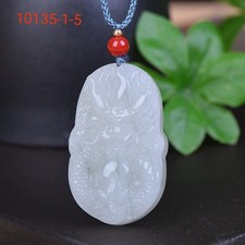 Natural White Jade Carved Dragon Amulet Pendant Necklace Jewelry 1PC