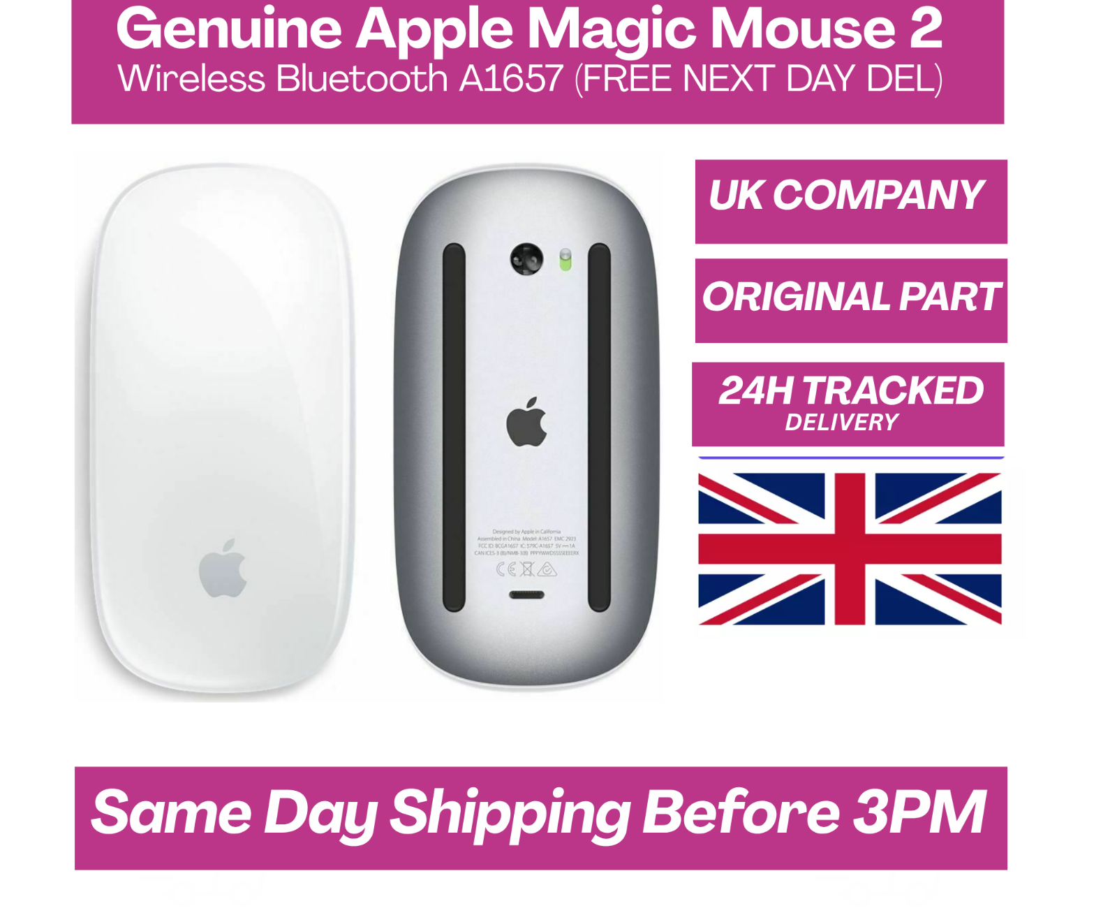 Genuine Apple Magic Mouse 2 Wireless Bluetooth A1657 Grade A FREE NEXT DAY