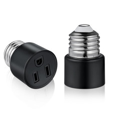 3 Prong Light Socket to Outlet Adapter, E26/E27 Screw in Light Bulb to Plug A...