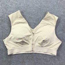 Tommie Copper Sports Bra Womens 3XL Beige Front Zip Mesh Support Copper Znergy