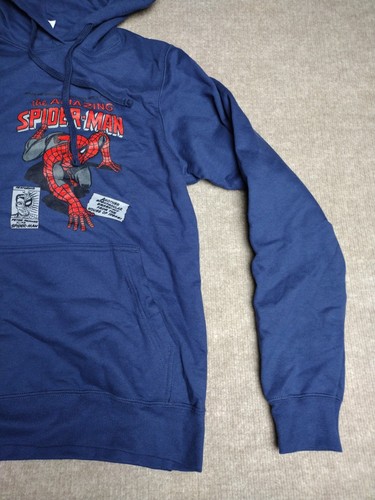 Marvel Spider-Man Comic Book Graphic Sweatshirt Blue Small Pullover Hoodie - Picture 3 of 12