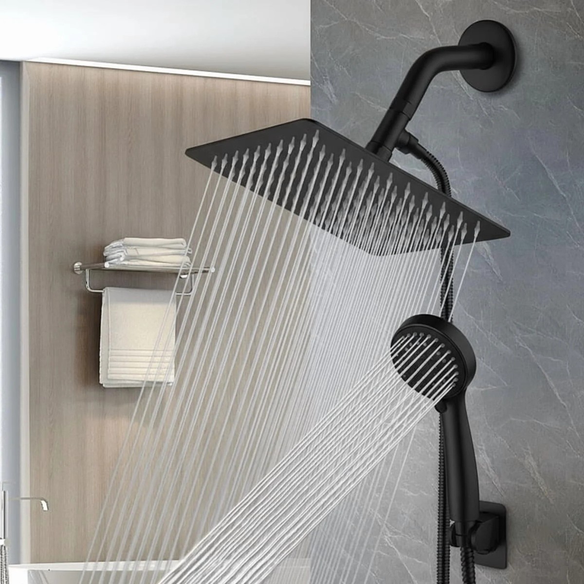 BLACK+DECKER BD0304-BLK-WM Rainfall Shower Head with 3-Function
