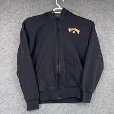 Billabong Hoodie Sweatshirt Mens Small Black Full Zip Fleece Back Graphic Logo