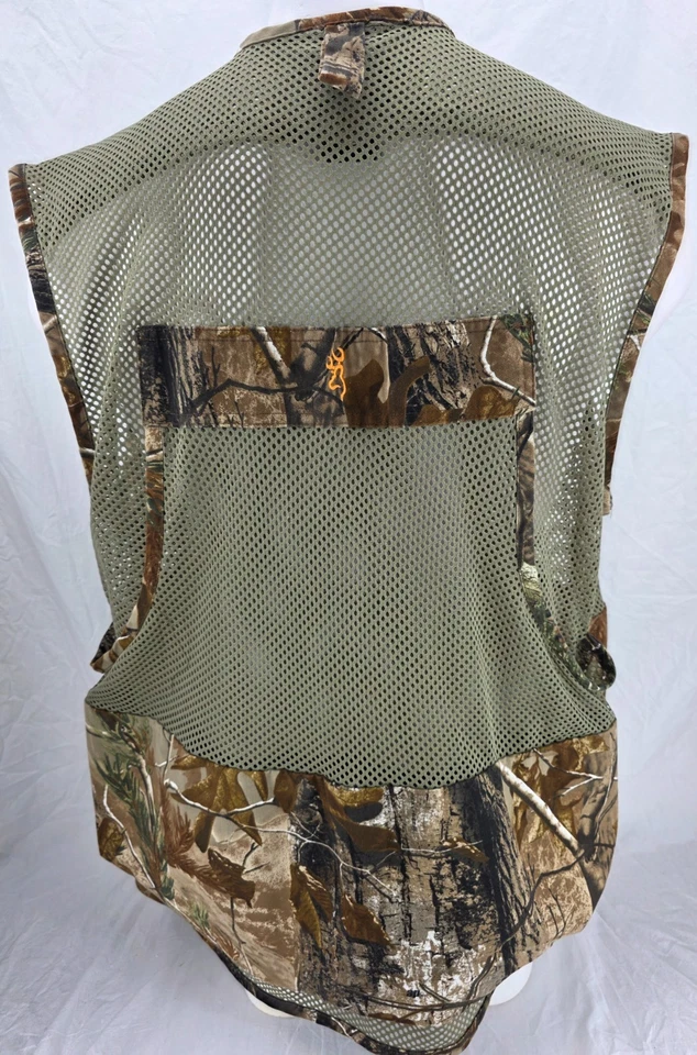 Browning RealTree Brown Camo Mesh Snap Pockets Zip Hunting Vest Men's 2XL - Image 3 of 4