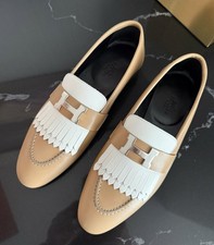 NEW Hermes Mocassins Royal loafer Beige Argile / blanc Eu Size 38 Women