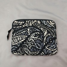 Vera Bradley Tablet Sleeve Pouch 15223-P70 Black Quilted Floral Canvas IPad Case