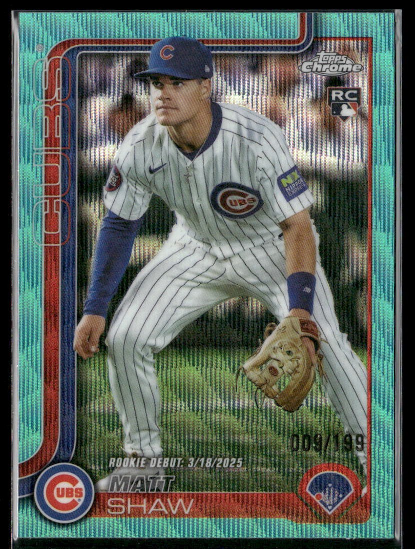 2025 Topps Chrome Update #USC135 Matt Shaw Aqua Wave Refractors #/199