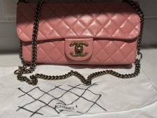 CHANEL Pink Matelasse Quilted Calfskin Leather Flap Bag READ 