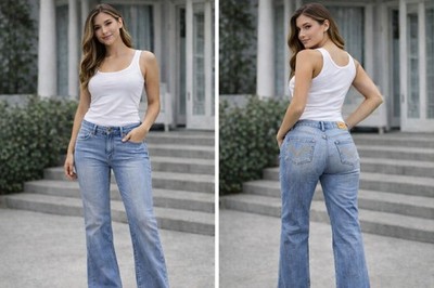  YMI Jeans Womens Size 22 Bootcut Distressed Blue Denim Stretch Y2K Style 