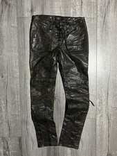 VTG Ralph Lauren RRL Double RL Brown Leather Stitched Western Distress Pants 27