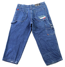 Vintage Y2K SOLO SEMORE 40 x 28 Wide Leg Skater Embroidered Denim Jeans Pants