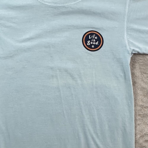 Life Is Good Youth L T-Shirt Turquoise Blue Surf Jake Boogie Board Beach Tee - Picture 2 of 11