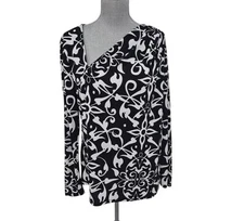 Narciso Rodriguez Women's XL Black White Long Sleeve Tunic Top