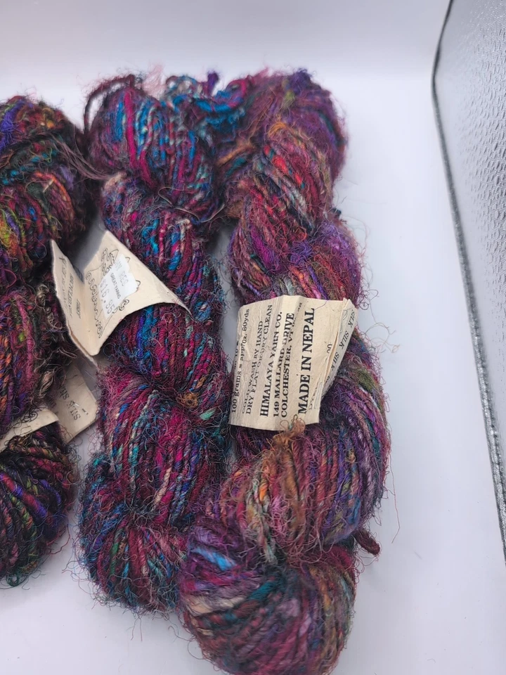 100 g de hilo de seda Sari reciclado hilado a mano tejido ganchillo multicolor lote 5 Foto 2 de 4