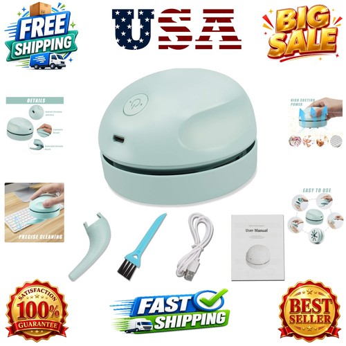 Aspiradora de Escritorio Carga USB con Boquilla de Aspiradora Cepillo de Limpieza, Desconectar...