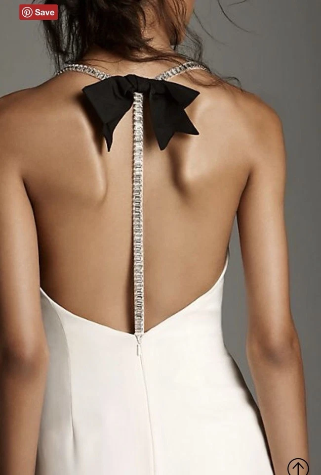 New Vera Wang Wedding Dress size 8 Ivory Crystal Spaghetti Racerback Straps - Image 4 of 4