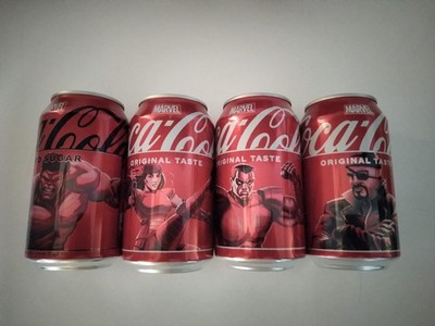 NEW Marvel Coca-Cola Collector Cans Hulk Elektra Colossus Nick Fury