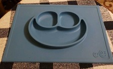 EZPZ Mini Mat Blue Silicone Baby Toddler Plate Placemat First Food BPA PVC FREE