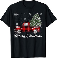 NEW Christmas Tree Red Truck Pajama, Vintage Buffalo Plaid T-Shirt - MADE IN USA