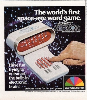 Selchow & Righter Scrabble Sensor Electronic Word Game 1980 Vintage Ad