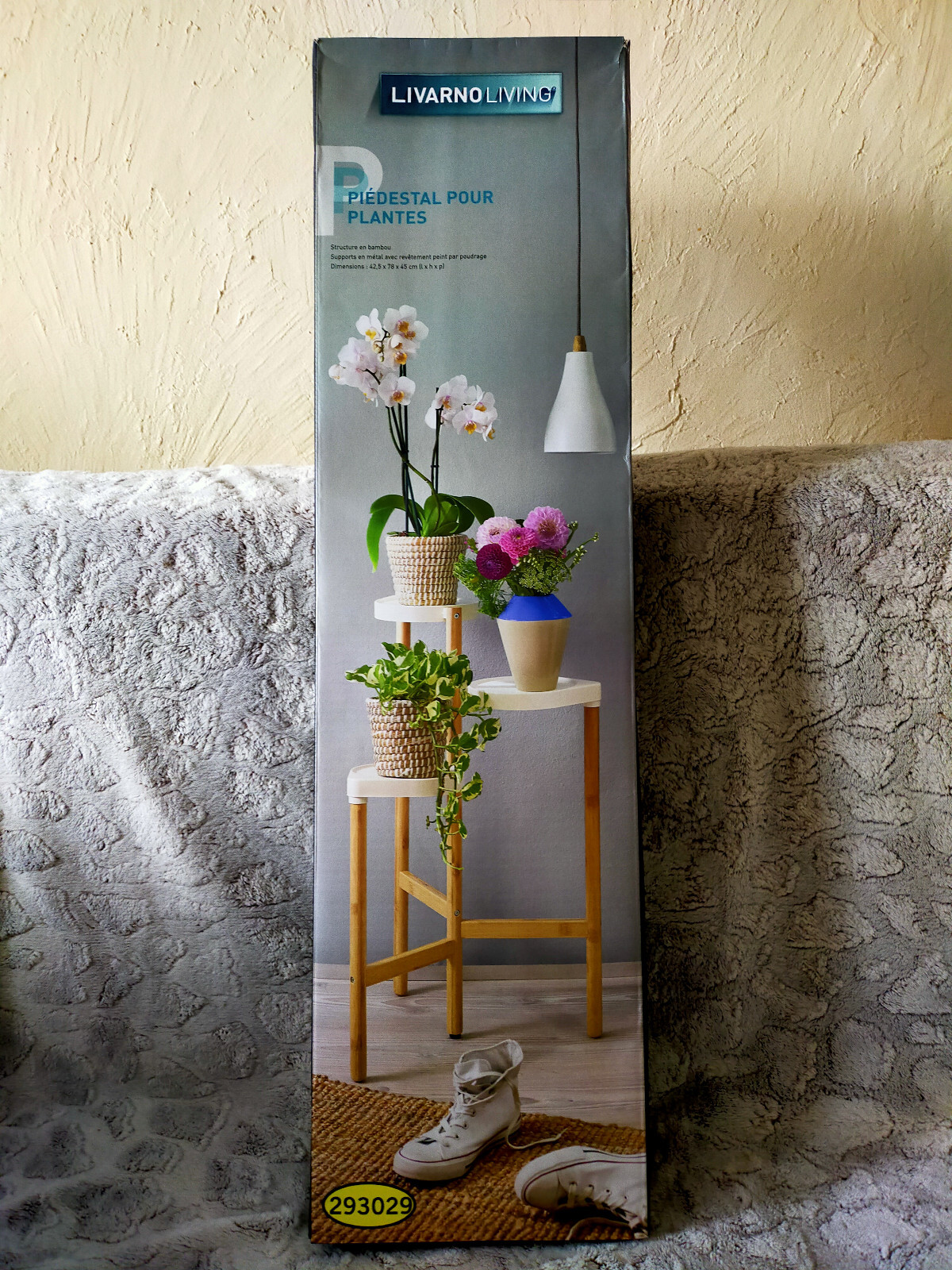 Piédestal pour plantes en bambou véritable finition haut de gamme