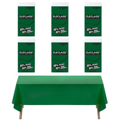 Emerald Green 6 Pack Premium Disposable Plastic Tablecloth 54 x 108 In - Plas...